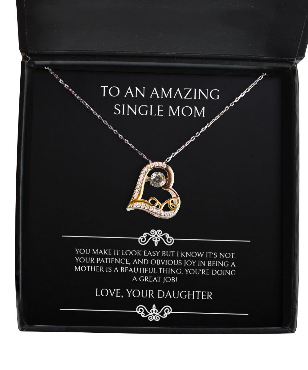 To My Single Mom Gifts, You're Doing A Great Job, Love Dancing Necklace For Women, Birthday Mothers Day Present From Daughter