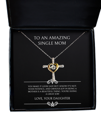 Load image into Gallery viewer, To My Single Mom Gifts, You&#39;re Doing A Great Job, Cross Dancing Necklace For Women, Birthday Mothers Day Present From Daughter
