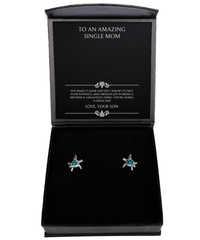 Load image into Gallery viewer, To My Single Mom Gifts, You&#39;re Doing A Great Job, Opal Turtle Earrings For Women, Birthday Mothers Day Present From Son
