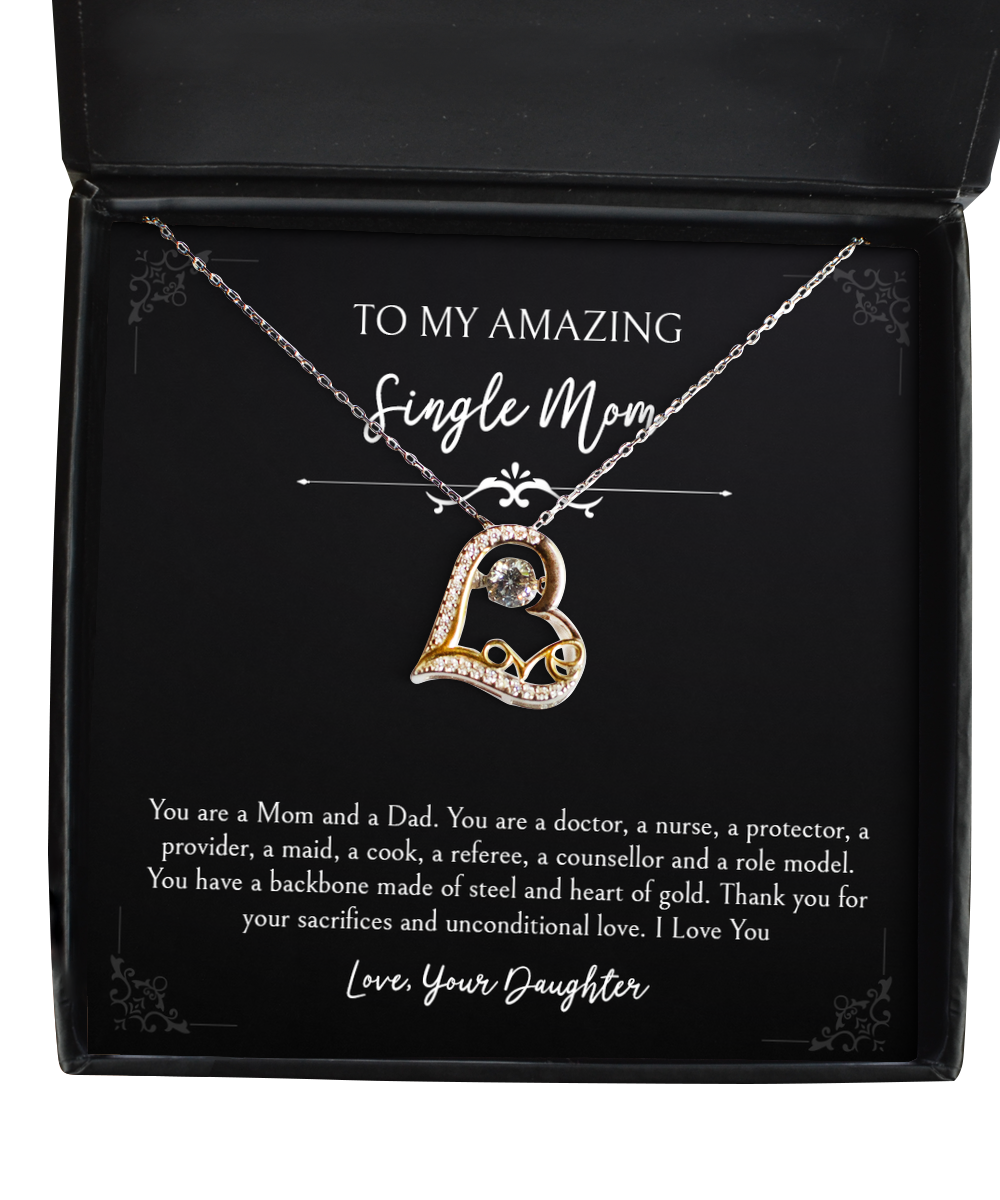 To My Single Mom Gifts, You Are A Mom And Dad, Love Dancing Necklace For Women, Birthday Mothers Day Present From Daughter