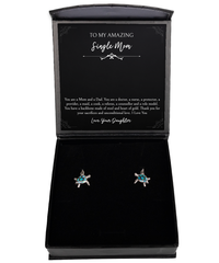 Load image into Gallery viewer, To My Single Mom Gifts, You Are A Mom And Dad, Opal Turtle Earrings For Women, Birthday Mothers Day Present From Daughter
