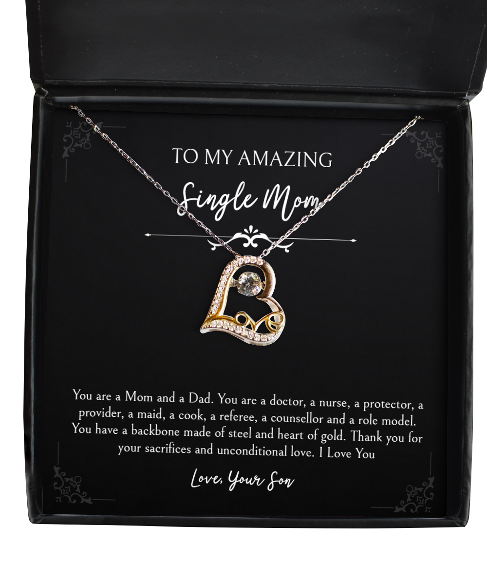 To My Single Mom Gifts, You Are A Mom And Dad, Love Dancing Necklace For Women, Birthday Mothers Day Present From Son