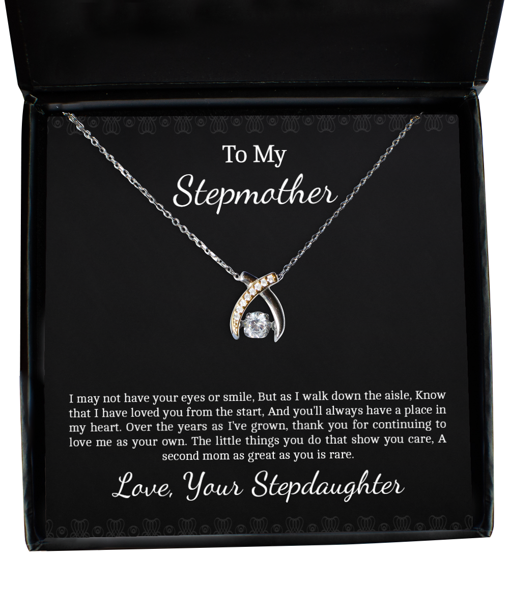 To My Stepmother Gifts, Love You From The Start, Wishbone Dancing Neckace For Women, Birthday Mothers Day Present From Stepdaughter