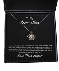 Load image into Gallery viewer, To My Stepmother Gifts, Love You From The Start, Crown Pendant Necklace For Women, Birthday Mothers Day Present From Stepson
