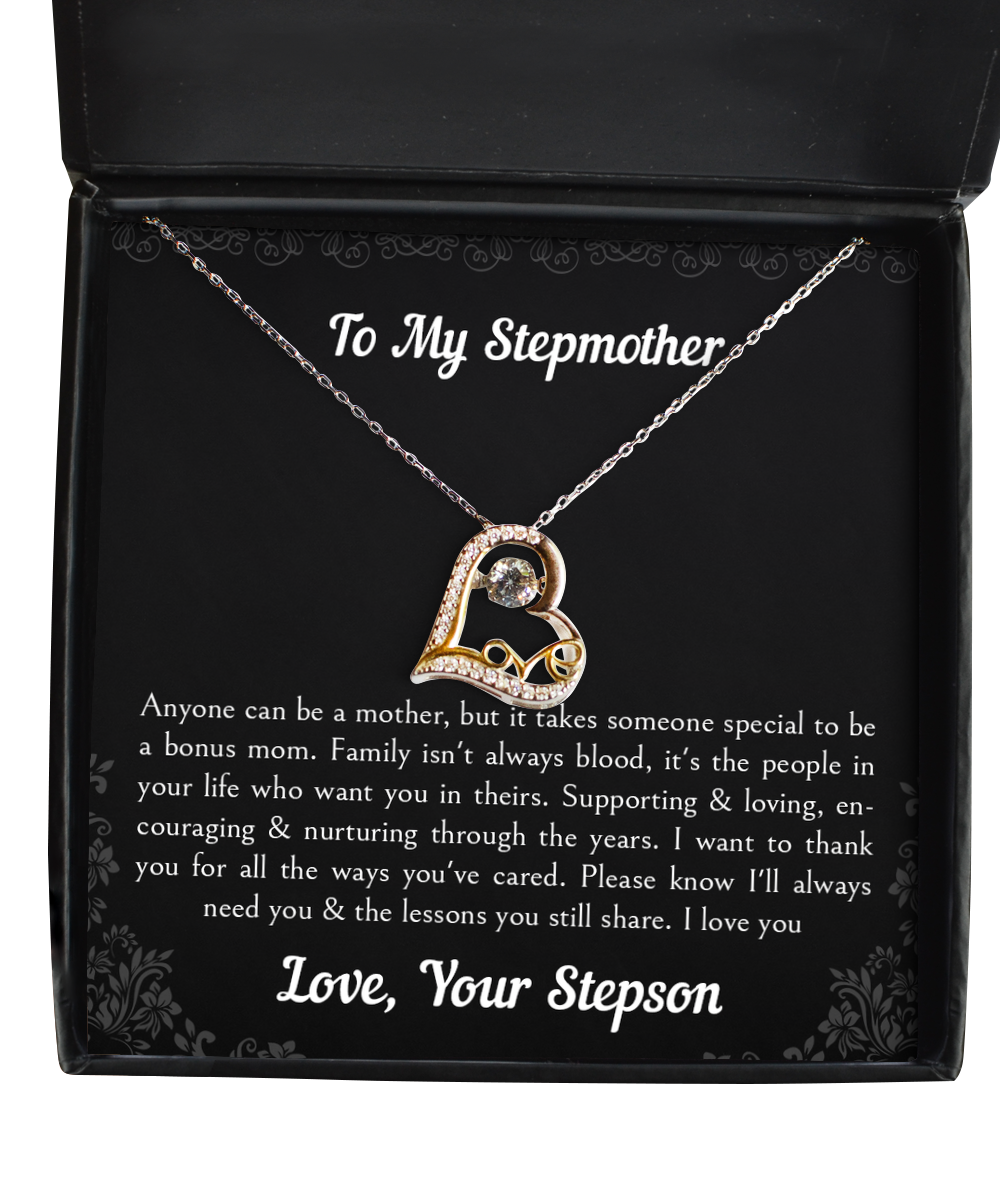 To My Stepmother Gifts, Anyone Can Be A Mother, Love Dancing Necklace For Women, Birthday Mothers Day Present From Stepson
