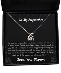 Load image into Gallery viewer, To My Stepmother Gifts, Anyone Can Be A Mother, Wishbone Dancing Neckace For Women, Birthday Mothers Day Present From Stepson
