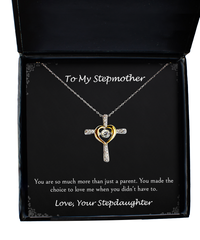 Load image into Gallery viewer, To My Stepmother Gifts, You Made The Choice To Love Me, Cross Dancing Necklace For Women, Birthday Mothers Day Present From Stepdaughter
