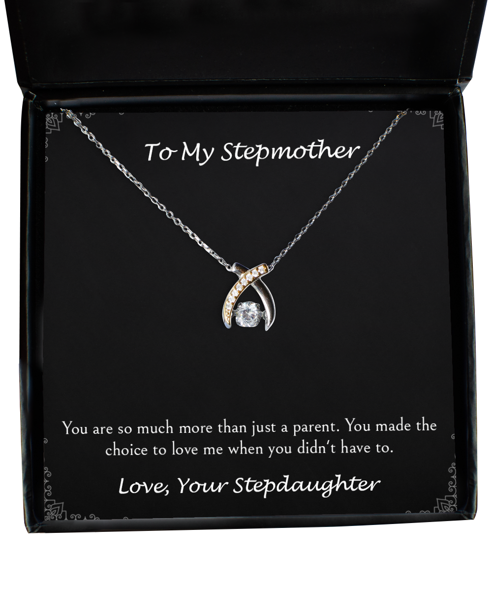 To My Stepmother Gifts, You Made The Choice To Love Me, Wishbone Dancing Neckace For Women, Birthday Mothers Day Present From Stepdaughter