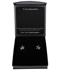 Load image into Gallery viewer, To My Stepmother Gifts, You Made The Choice To Love Me, Opal Turtle Earrings For Women, Birthday Mothers Day Present From Stepdaughter
