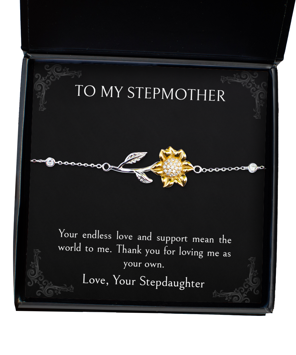 To My Stepmother Gifts, Thank You For Loving Me, Sunflower Bracelet For Women, Birthday Mothers Day Present From Stepdaughter