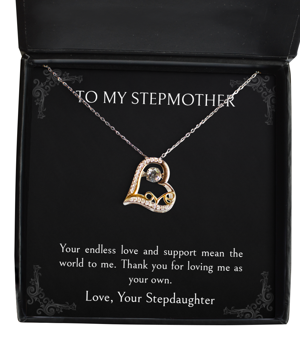 To My Stepmother Gifts, Thank You For Loving Me, Love Dancing Necklace For Women, Birthday Mothers Day Present From Stepdaughter