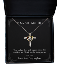Load image into Gallery viewer, To My Stepmother Gifts, Thank You For Loving Me, Cross Dancing Necklace For Women, Birthday Mothers Day Present From Stepdaughter
