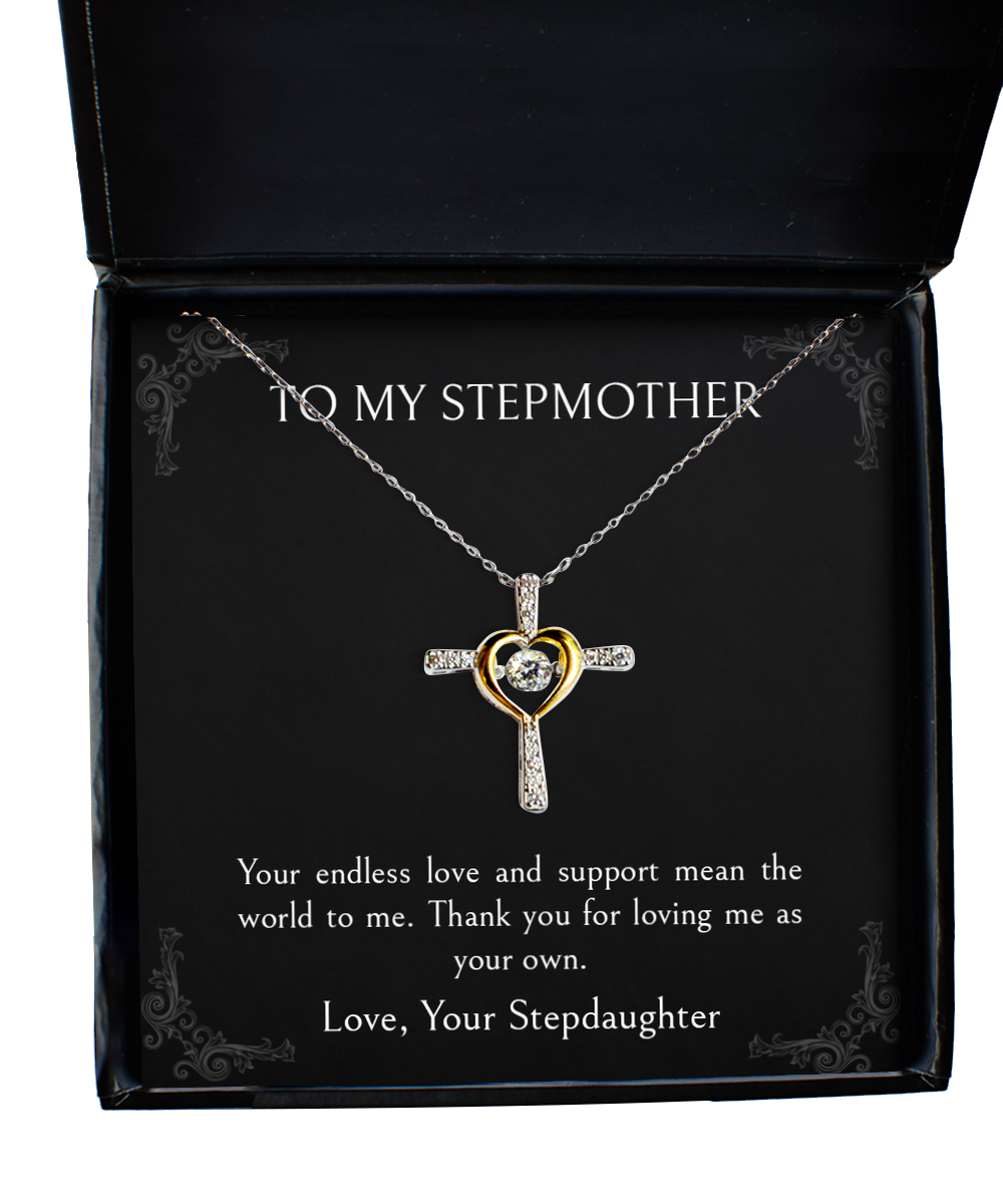 To My Stepmother Gifts, Thank You For Loving Me, Cross Dancing Necklace For Women, Birthday Mothers Day Present From Stepdaughter