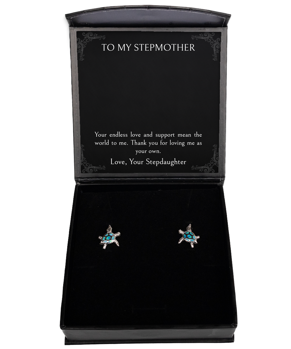 To My Stepmother Gifts, Thank You For Loving Me, Opal Turtle Earrings For Women, Birthday Mothers Day Present From Stepdaughter