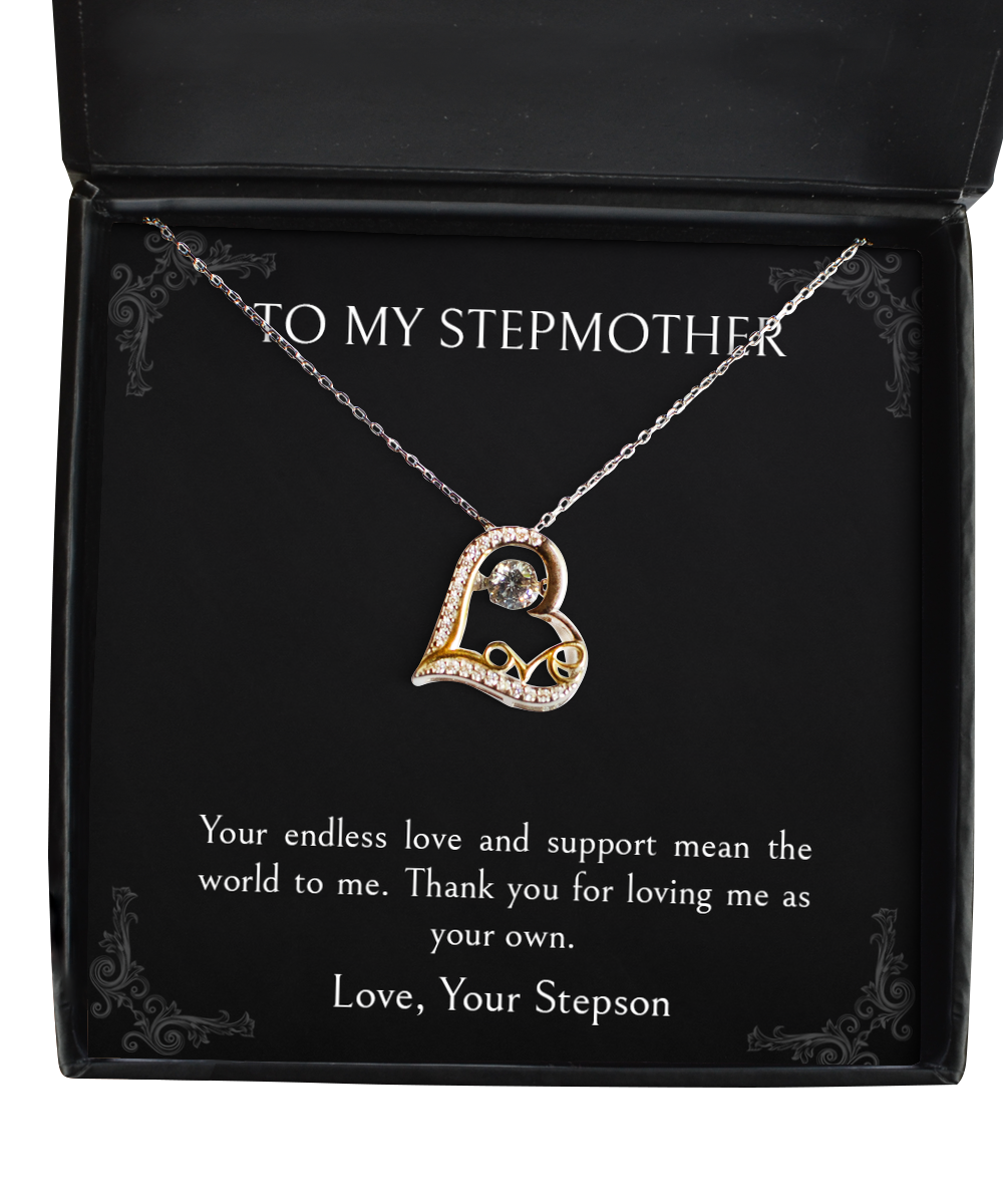 To My Stepmother Gifts, Thank You For Loving Me, Love Dancing Necklace For Women, Birthday Mothers Day Present From Stepson