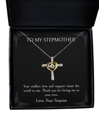 Load image into Gallery viewer, To My Stepmother Gifts, Thank You For Loving Me, Cross Dancing Necklace For Women, Birthday Mothers Day Present From Stepson
