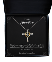 Load image into Gallery viewer, To My Stepmother Gifts, Thank You For All The Love, Cross Dancing Necklace For Women, Birthday Mothers Day Present From Stepdaughter
