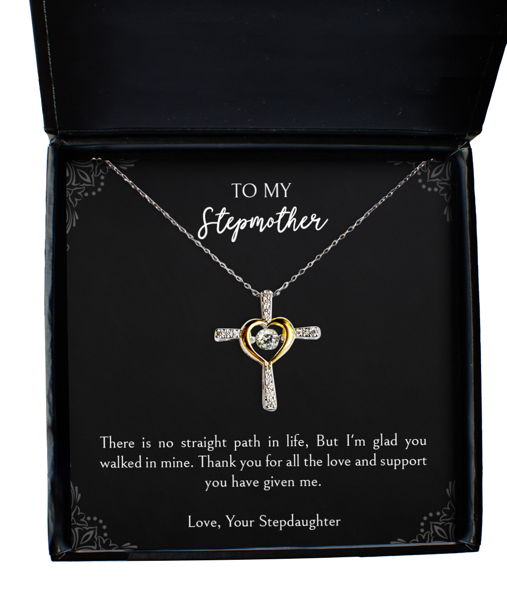 To My Stepmother Gifts, Thank You For All The Love, Cross Dancing Necklace For Women, Birthday Mothers Day Present From Stepdaughter