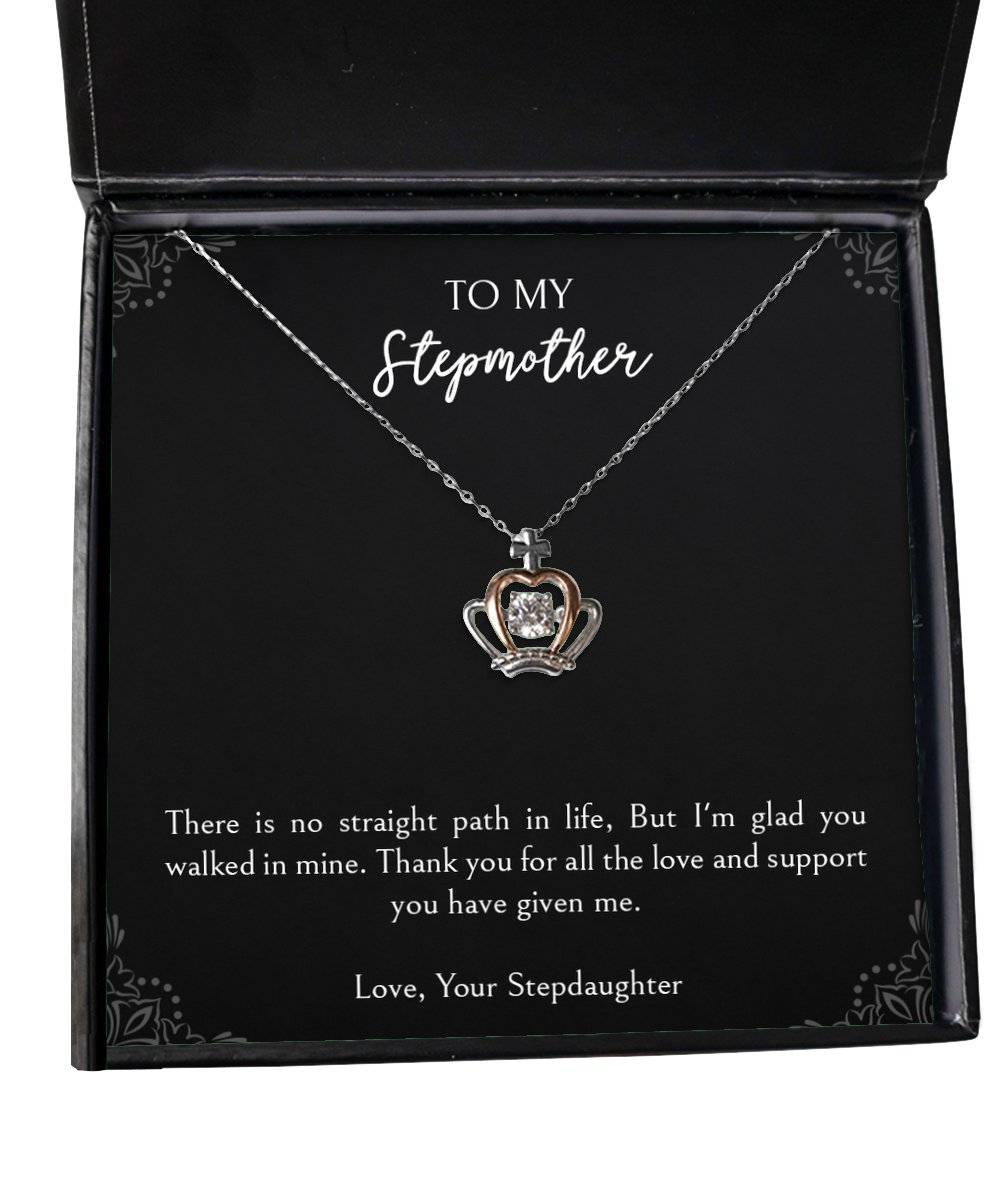 To My Stepmother Gifts, Thank You For All The Love, Crown Pendant Necklace For Women, Birthday Mothers Day Present From Stepdaughter