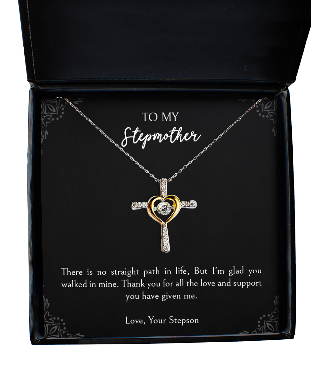 To My Stepmother Gifts, Thank You For All The Love, Cross Dancing Necklace For Women, Birthday Mothers Day Present From Stepson