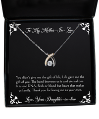 Load image into Gallery viewer, To My Mother-In-Law Gifts, Thank You For Loving Me, Wishbone Dancing Neckace For Women, Birthday Mothers Day Present From Daughter-In-Law
