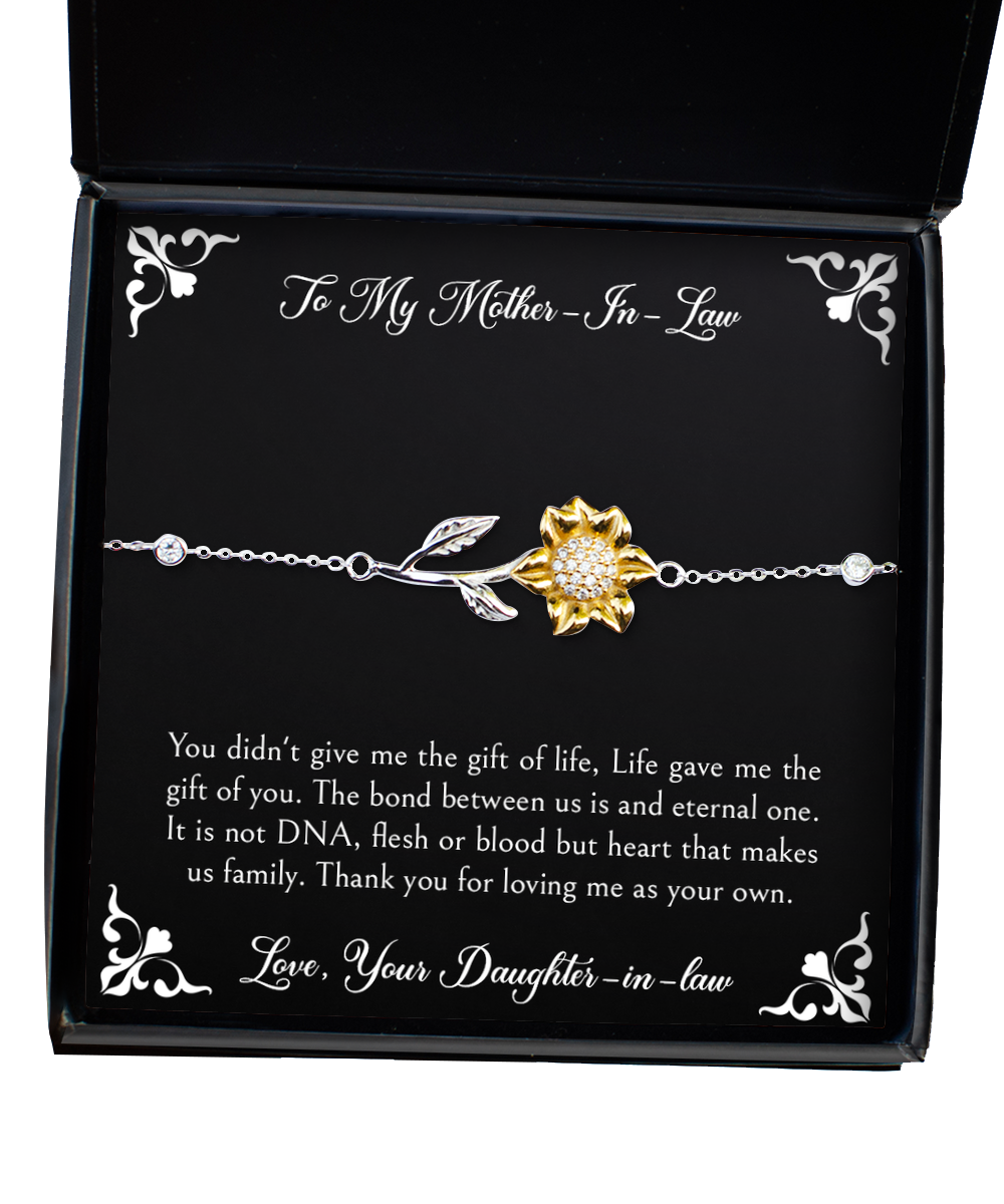 To My Mother-In-Law Gifts, Thank You For Loving Me, Sunflower Bracelet For Women, Birthday Mothers Day Present From Daughter-In-Law