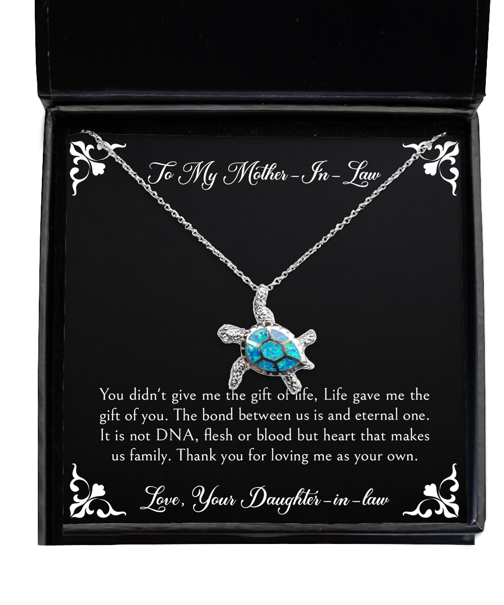 To My Mother-In-Law Gifts, Thank You For Loving Me, Opal Turtle Necklace For Women, Birthday Mothers Day Present From Daughter-In-Law