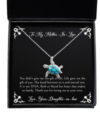 Load image into Gallery viewer, To My Mother-In-Law Gifts, Thank You For Loving Me, Opal Turtle Necklace For Women, Birthday Mothers Day Present From Daughter-In-Law

