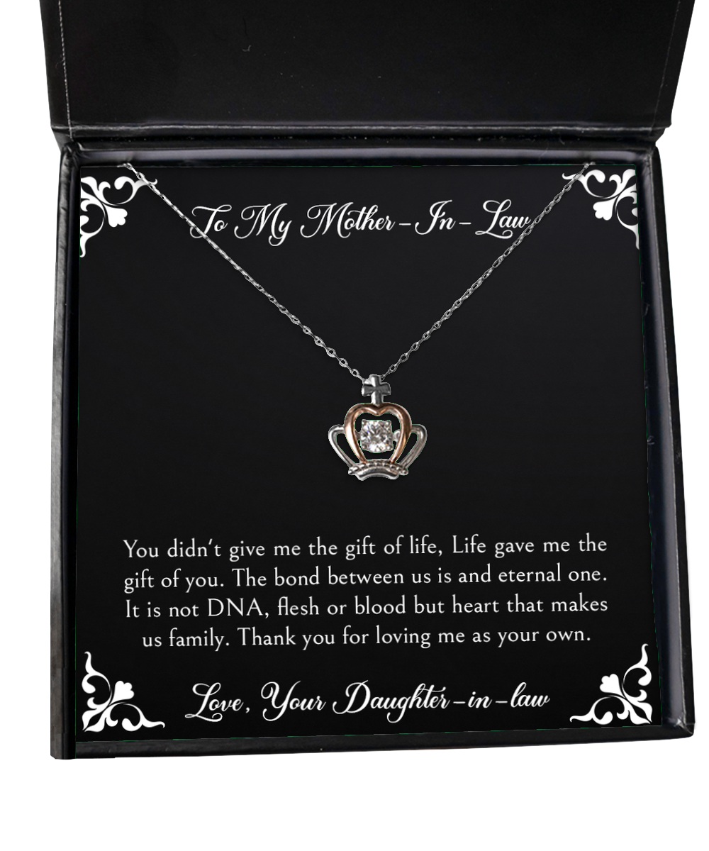 To My Mother-In-Law Gifts, Thank You For Loving Me, Crown Pendant Necklace For Women, Birthday Mothers Day Present From Daughter-In-Law