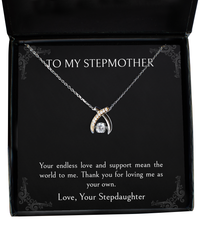 Load image into Gallery viewer, To My Stepmother Gifts, Thank You For Loving Me, Wishbone Dancing Necklace For Women, Birthday Mothers Day Present From Stepdaughter

