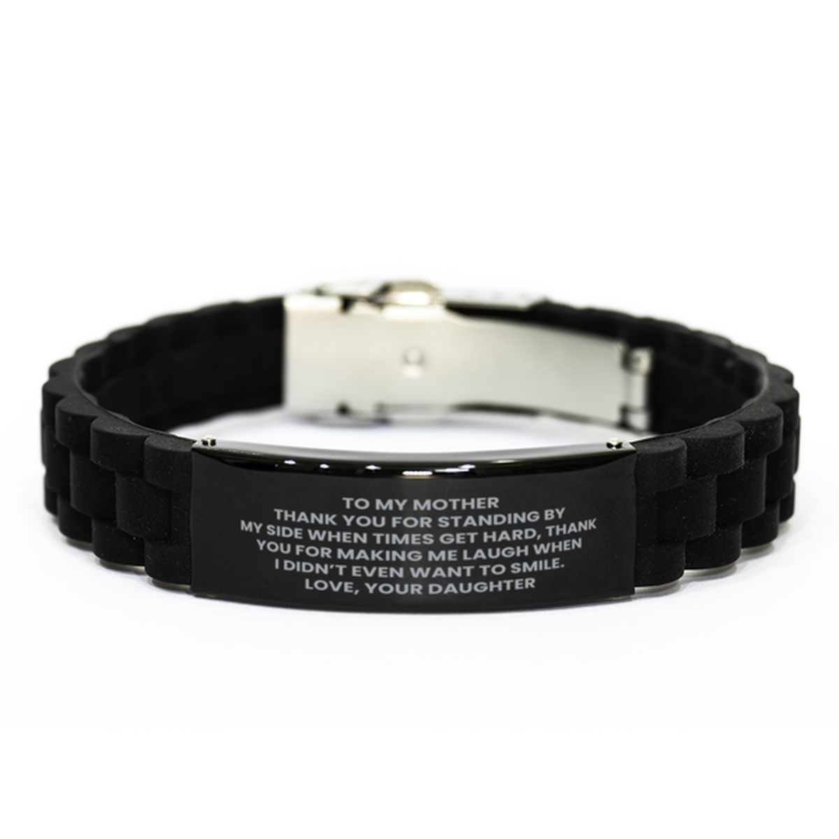 To My Mother Black Bracelet, Thank You For Standing By My Side, Mothers Day Gifts For Mother From Daughter, Birthday Gifts For Women