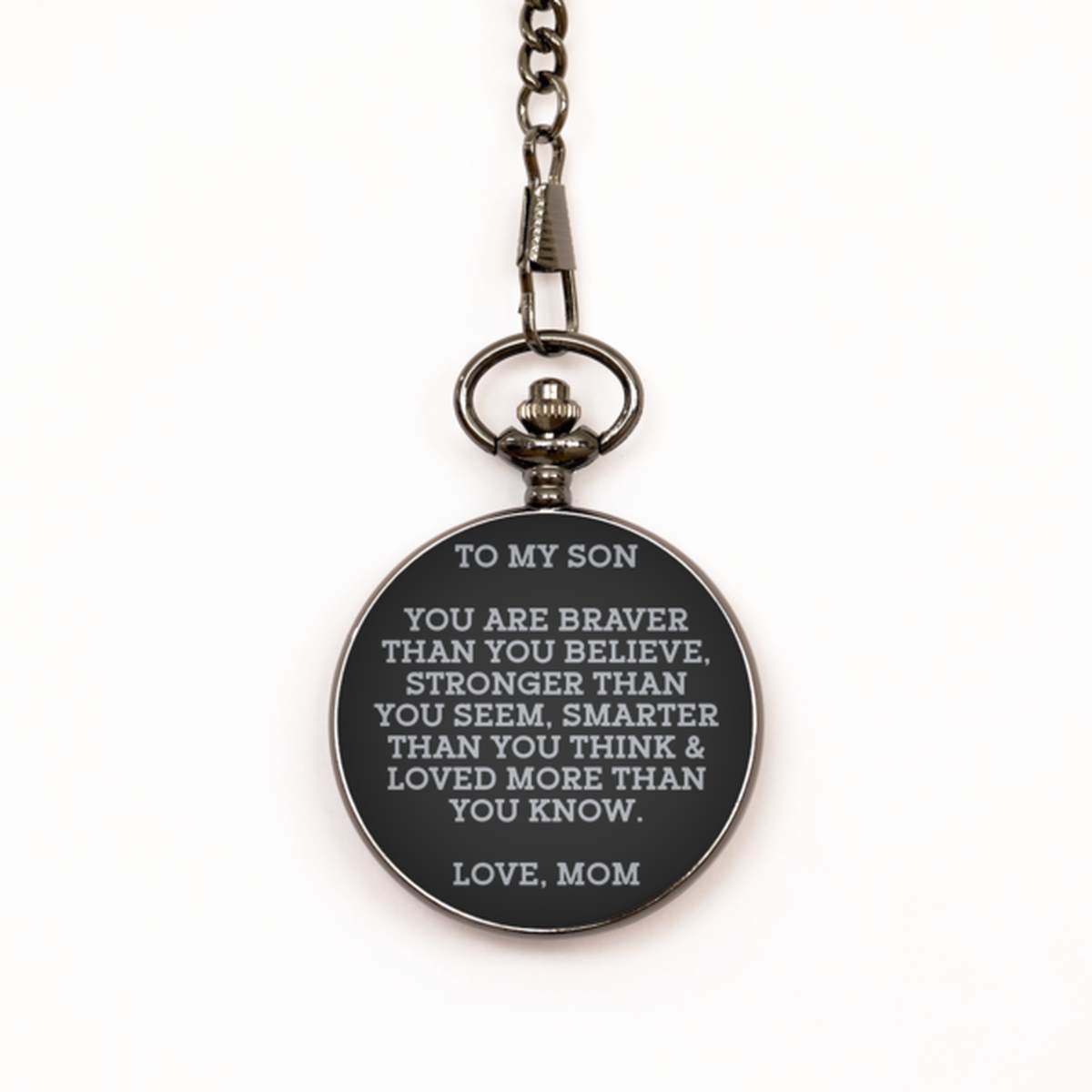 To My Son Black Pocket Watch, You Are Braver Than You Believe, Graduation Day Gifts For Son From Mom, Birthday Gifts For Men