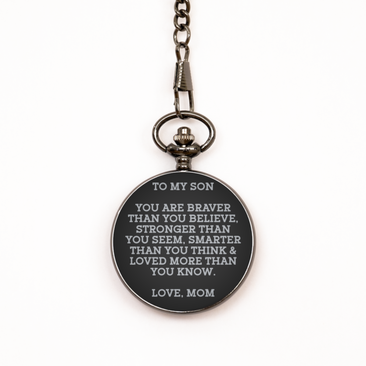 To My Son Black Pocket Watch, You Are Braver Than You Believe, Graduation Day Gifts For Son From Mom, Birthday Gifts For Men