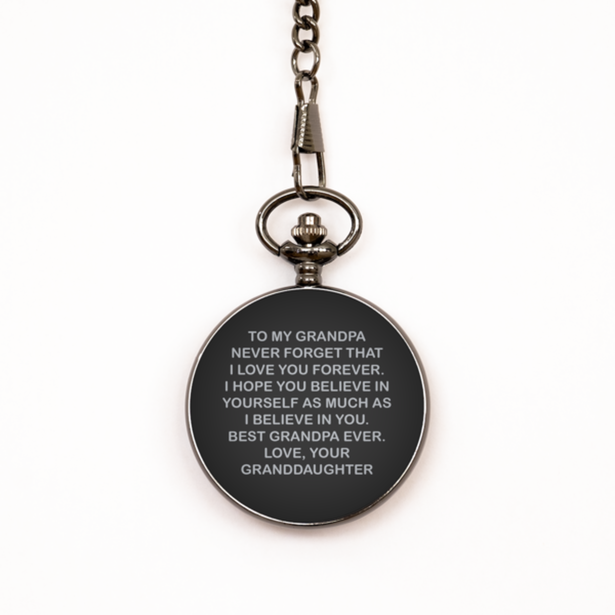 To My Grandpa  Black Pocket Watch, Best Grandpa Ever, Fathers Day Gifts For Grandpa  From Granddaughter, Birthday Gifts For Men