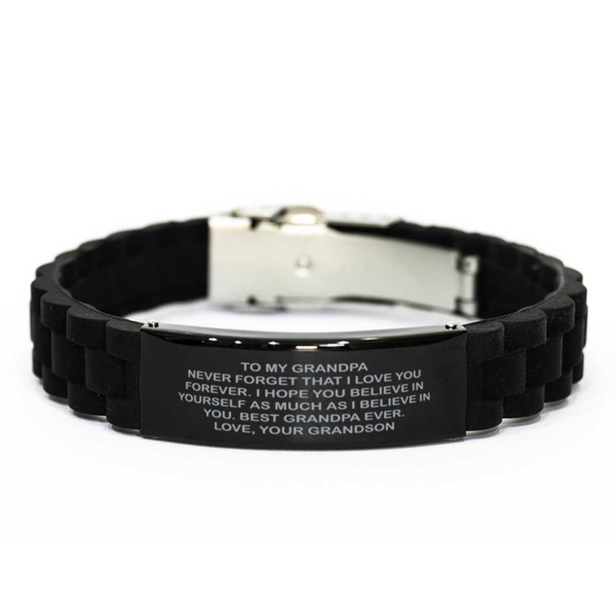 To My Grandpa  Black Bracelet, Best Grandpa Ever, Fathers Day Gifts For Grandpa  From Grandson, Birthday Gifts For Men