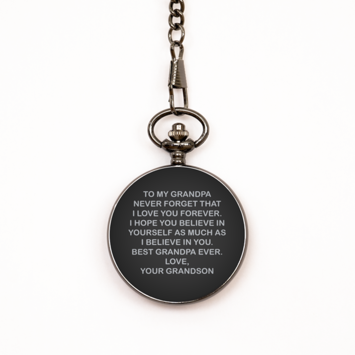 To My Grandpa Black Pocket Watch, Best Grandpa Ever, Fathers Day Gifts For Grandpa  From Grandson, Birthday Gifts For Men