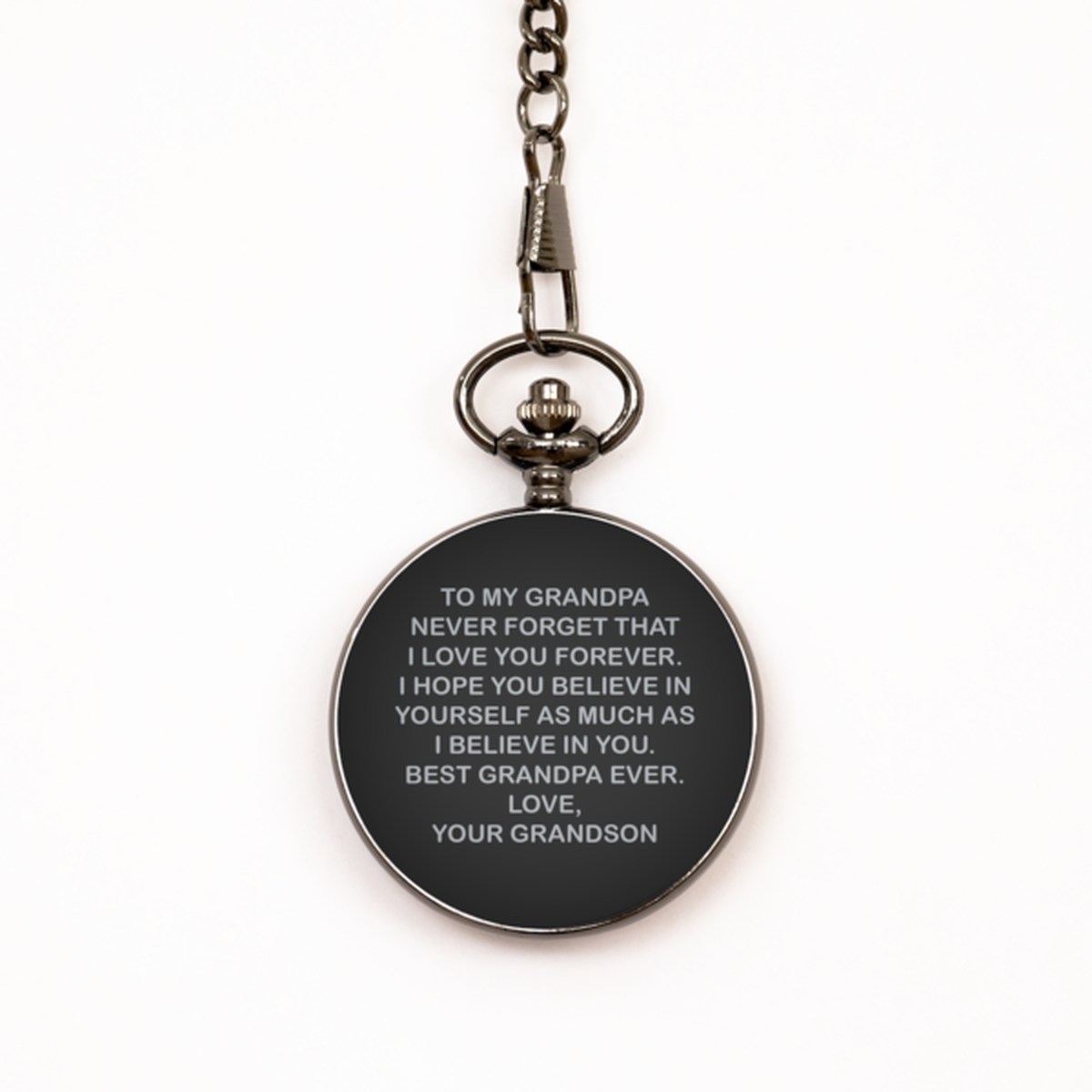 To My Grandpa Black Pocket Watch, Best Grandpa Ever, Fathers Day Gifts For Grandpa  From Grandson, Birthday Gifts For Men