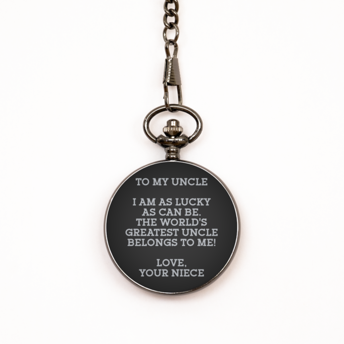 To My Uncle  Black Pocket Watch, World's Greatest Uncle Belongs To Me, Fathers Day Gifts For Uncle From Niece, Birthday Gifts For Men