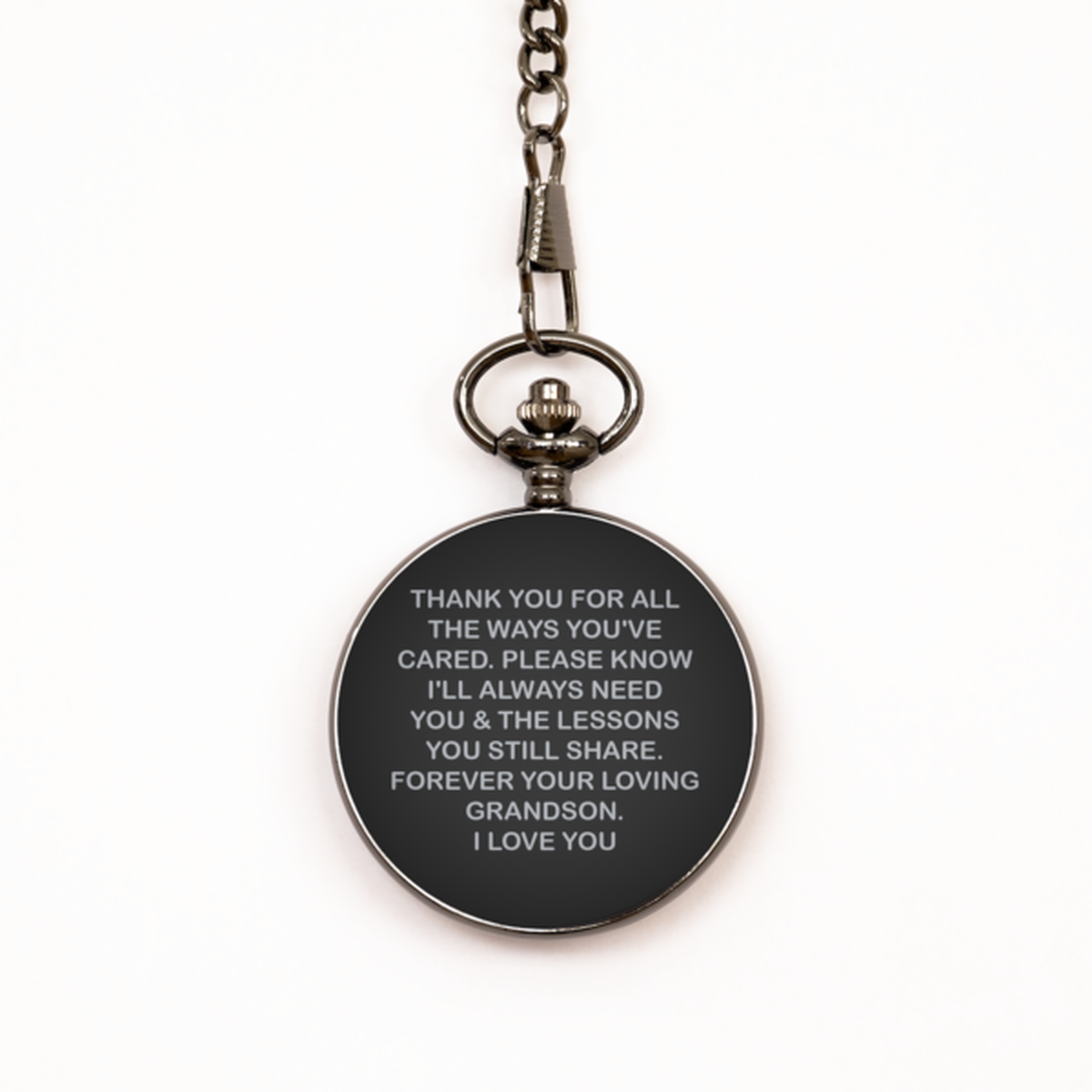 To My Grandpa Black Pocket Watch, I'll Always Need You, Fathers Day Gifts For Grandpa  From Grandson, Birthday Gifts For Men