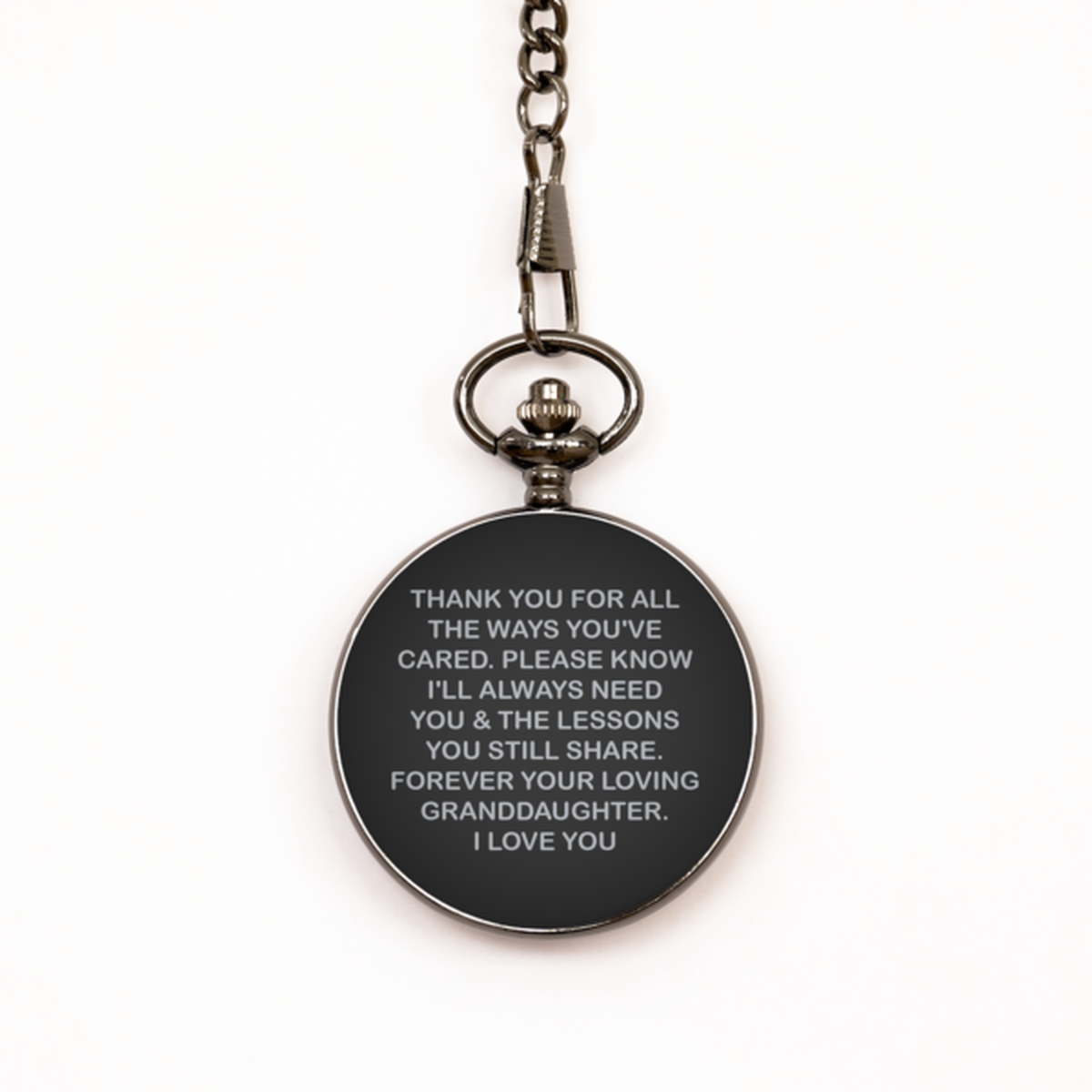 To My Grandpa Black Pocket Watch, I'll Always Need You, Fathers Day Gifts For Grandpa  From Granddaughter, Birthday Gifts For Men