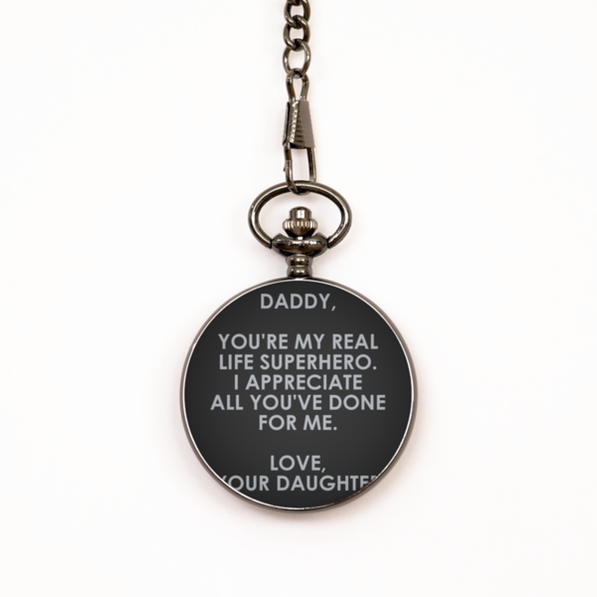 To My Dad Black Pocket Watch, You're My Real Life Superhero, Fathers Day Gifts For Dad From Daughter , Birthday Gifts For Men