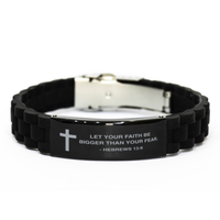 Load image into Gallery viewer, Bible Verse Black Bracelet, Let Your Faith Be Bigger Than your Fear, Inspirational Christian Gifts For Men Women
