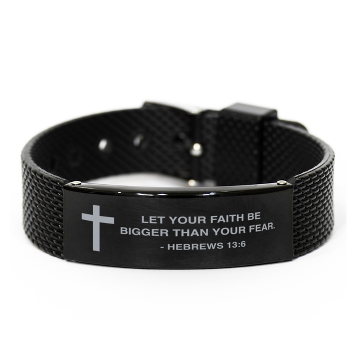 Christian Black Bracelet, Let Your Faith Be Bigger Than your Fear, Inspirational Bible Verse Gifts For Men Women