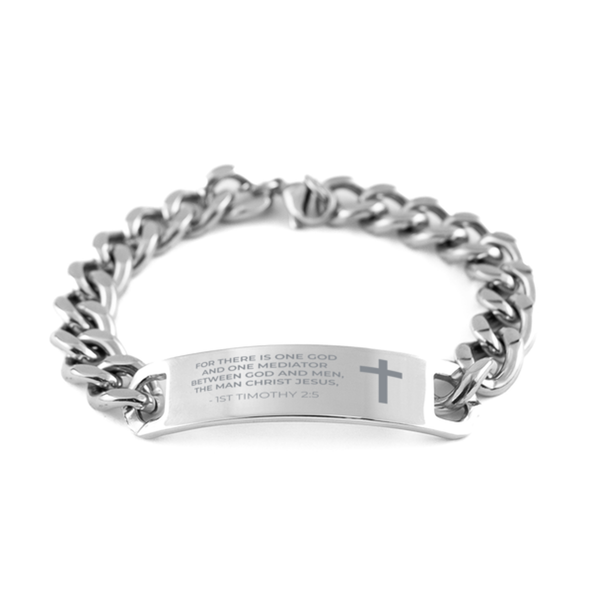 Bible Verse Chain Stainless Steel Bracelet, 1St Timothy 2:5 For There Is One God And One Mediator Between God, Inspirational Christian Gifts For Men Women