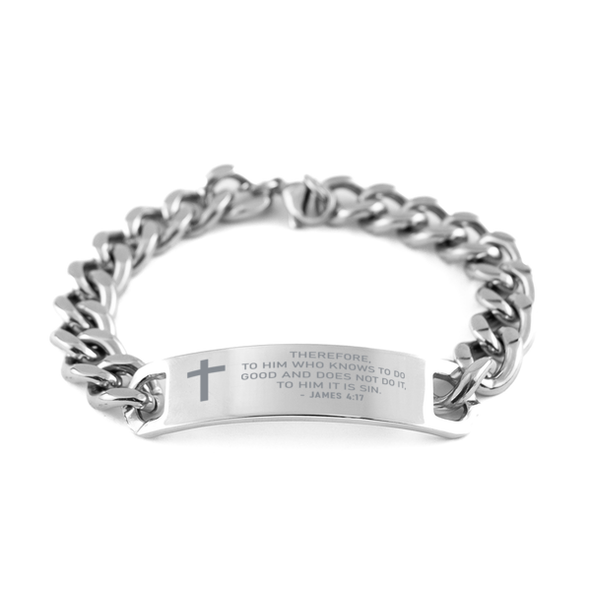 Bible Verse Chain Stainless Steel Bracelet, James 4:17 Therefore, To Him Who Knows To Do Good And Does, Inspirational Christian Gifts For Men Women