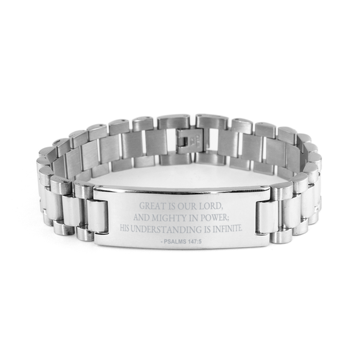 Christian Ladder Stainless Steel Bracelet, Psalms 147:5 Great Is Our Lord, And Mighty In Power; His, Motivational Bible Verse Gifts For Men Women