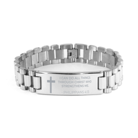 Load image into Gallery viewer, Christian Ladder Stainless Steel Bracelet, Philippians 4:13 I Can Do All Things Through Christ Who, Motivational Bible Verse Gifts For Men Women
