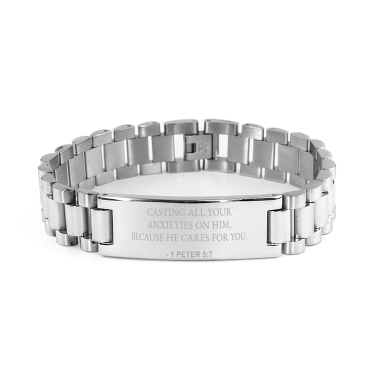 Christian Ladder Stainless Steel Bracelet, 1 Peter 5:7 Casting All Your Anxieties On Him, Because He, Motivational Bible Verse Gifts For Men Women