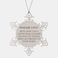 Load image into Gallery viewer, Christian Ornaments For Christmas Tree, Beth. How Can A Young Man Cleanse His Way?, Religious Christmas Decorations, Scripture Ornaments Gifts, Bible Verse Ornament
