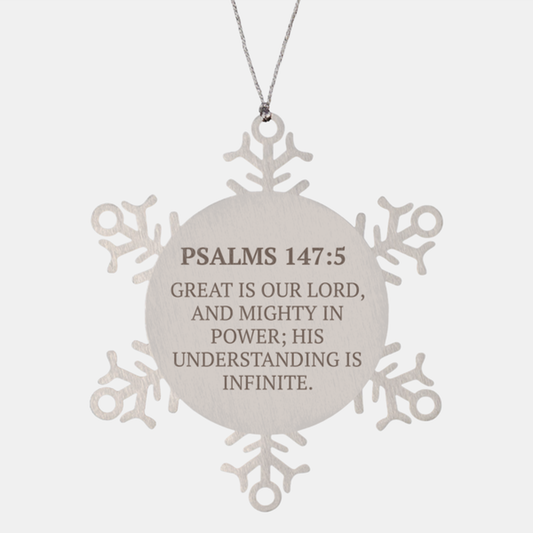 Christian Ornaments For Christmas Tree, Great Is Our Lord, And Mighty In Power, Religious Christmas Decorations, Scripture Ornaments Gifts, Bible Verse Ornament